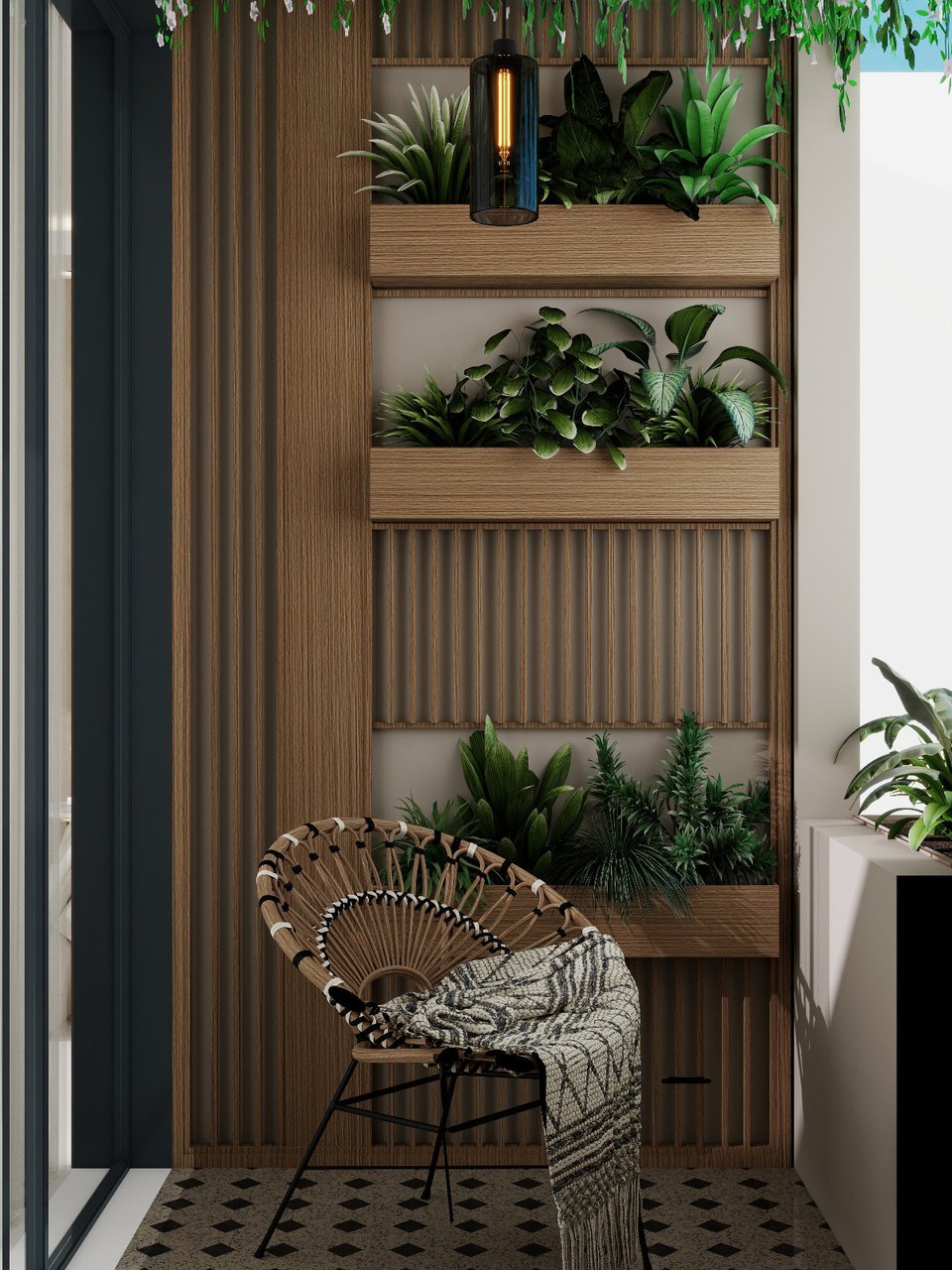 Green wall interior detail by Silverwoods Interior
